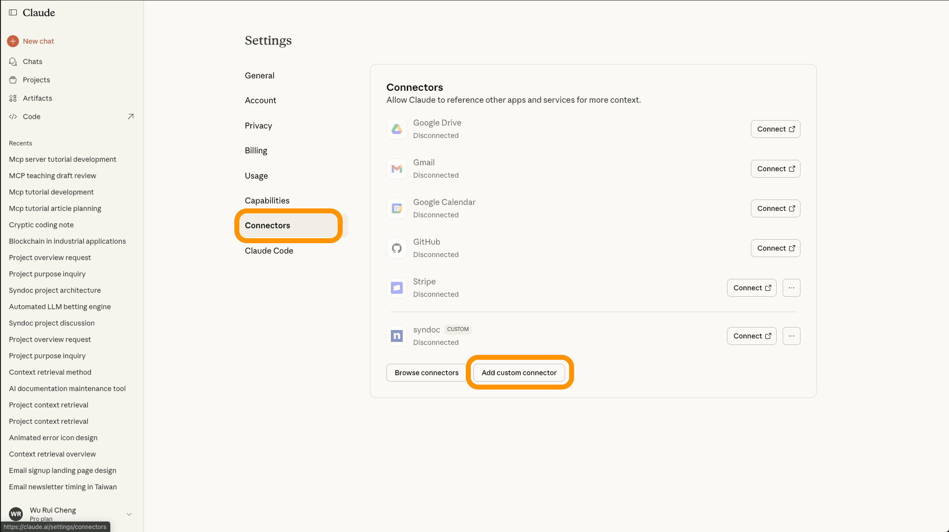 Add custom connector